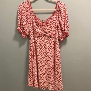 Red floral short sleeve dress